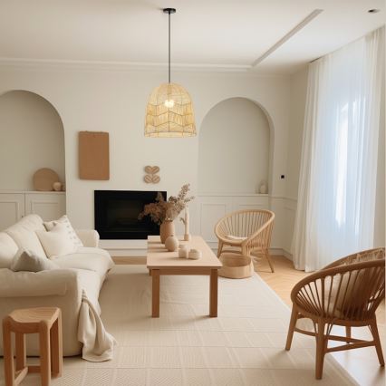 Luster na sajli PELO 1xE27/40W/230V pr. 40 cm ratan