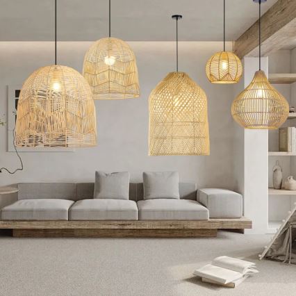 Luster na sajli PELO 1xE27/40W/230V pr. 40 cm ratan