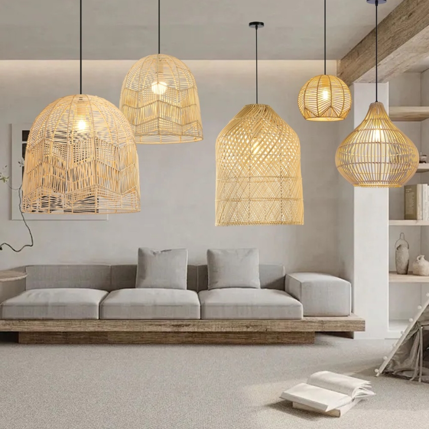 Luster na sajli PELO 1xE27/40W/230V pr. 40 cm ratan