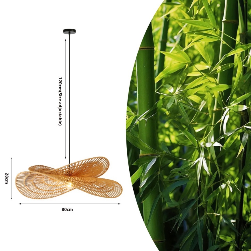 Luster na sajli MARIPOSA 1xE27/40W/230V pr. 80 cm juta