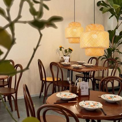 Luster na sajli HILO 1xE27/40W/230V pr. 38 cm bambus
