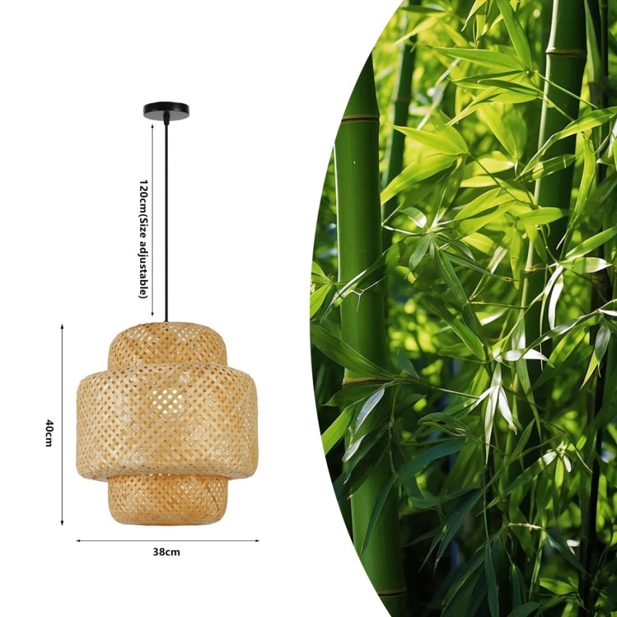Luster na sajli HILO 1xE27/40W/230V pr. 38 cm bambus