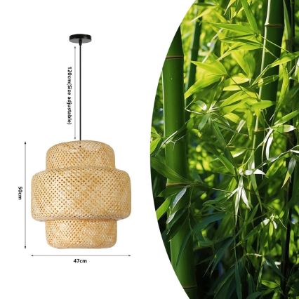 Luster na sajli HILO 1xE27/40W/230V pr. 47 cm bambus