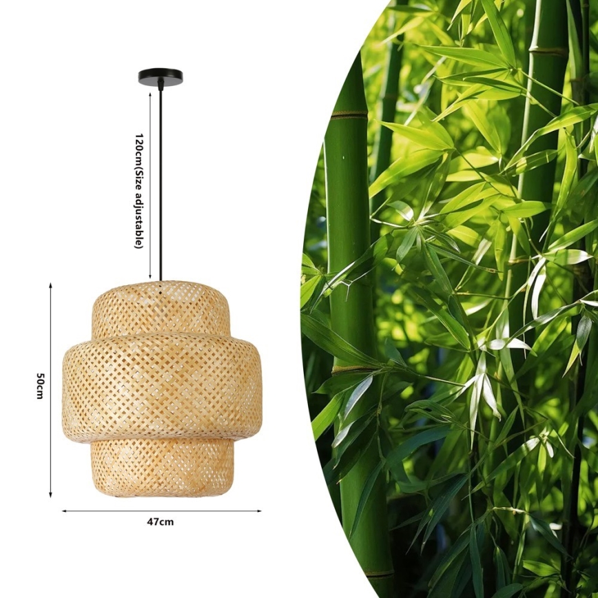 Luster na sajli HILO 1xE27/40W/230V pr. 47 cm bambus