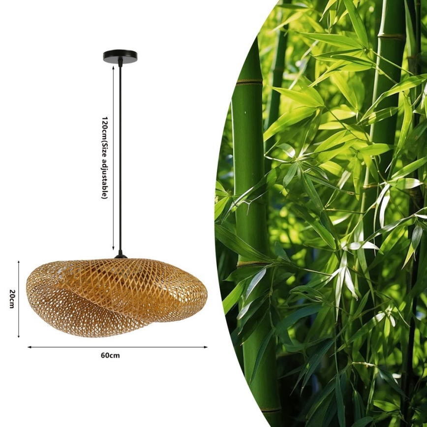 Luster na sajli HILO 1xE27/40W/230V pr. 60 cm bambus