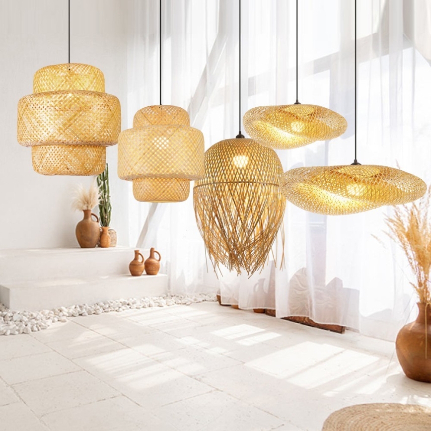Luster na sajli HILO 1xE27/40W/230V pr. 80 cm bambus