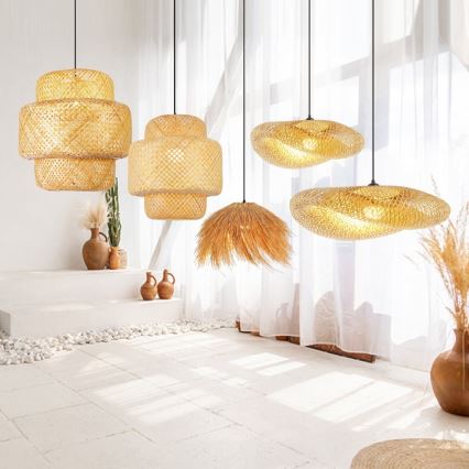Luster na sajli HILO 1xE27/40W/230V pr. 80 cm bambus