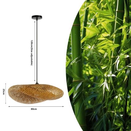 Luster na sajli HILO 1xE27/40W/230V pr. 80 cm bambus