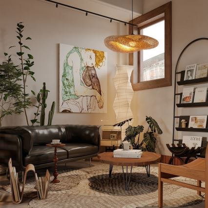 Luster na sajli HILO 1xE27/40W/230V prečnika 80 cm bambus