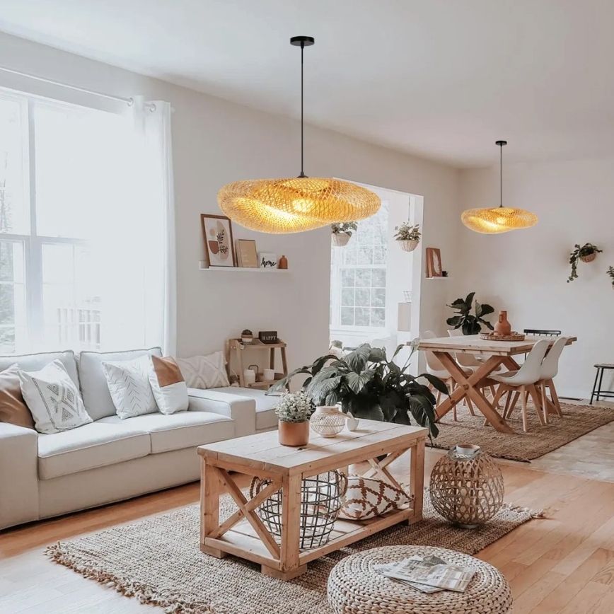 Luster na sajli HILO 1xE27/40W/230V prečnika 80 cm bambus