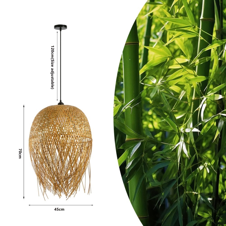 Luster na sajli HILO 1xE27/40W/230V pr. 45 cm bambus