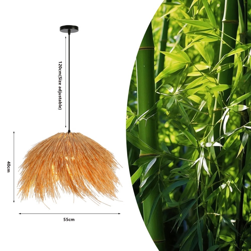 Luster na sajli NATURALEZA 1xE27/40W/230V pr. 55 cm ratan