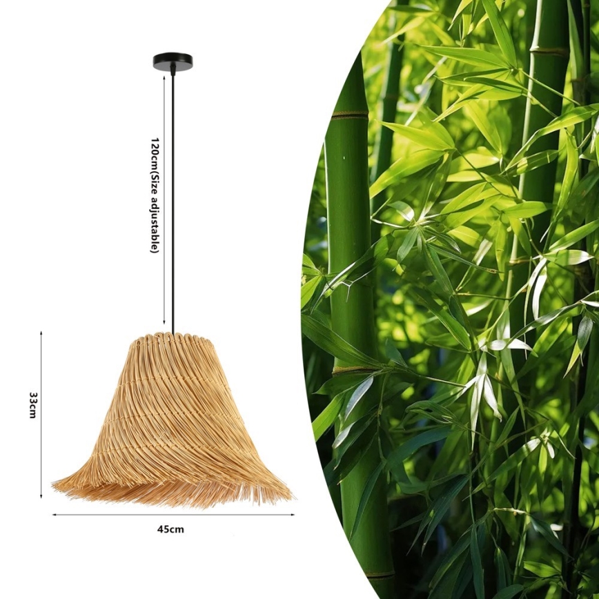 Luster na sajli NATURALEZA 1xE27/40W/230V pr. 45 cm ratan