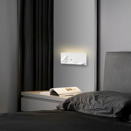 Immax 08285L - LED Zidna reflektorska lampa sa policom, USB portom i bežičnim punjenjem Be PREPARE LED/3W/230V + LED/3W bela
