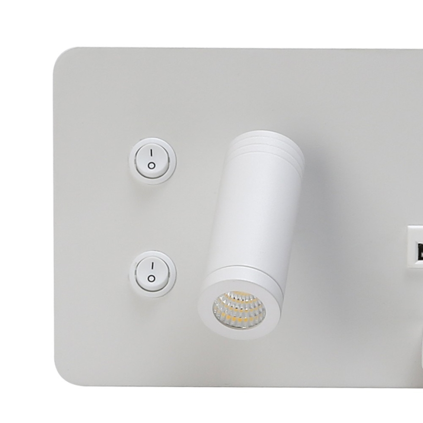 Immax 08285L - LED Zidna reflektorska lampa sa policom, USB portom i bežičnim punjenjem Be PREPARE LED/3W/230V + LED/3W bela