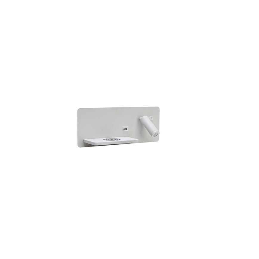 Immax 08286L - LED Zidna reflektorska lampa sa policom, USB portom i bežičnim punjenjem Be PREPARE LED/3W/230V + LED/3W bela