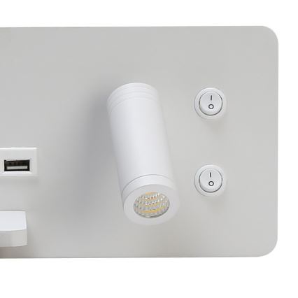 Immax 08286L - LED Zidna reflektorska lampa sa policom, USB portom i bežičnim punjenjem Be PREPARE LED/3W/230V + LED/3W bela