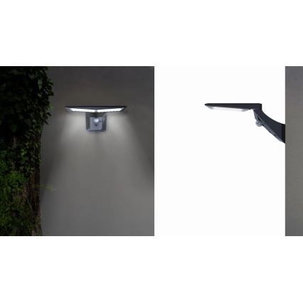 LED Solarna zidna lampa sa senzorom LED/2,6W/5,5V IP65 1800 mAh crno