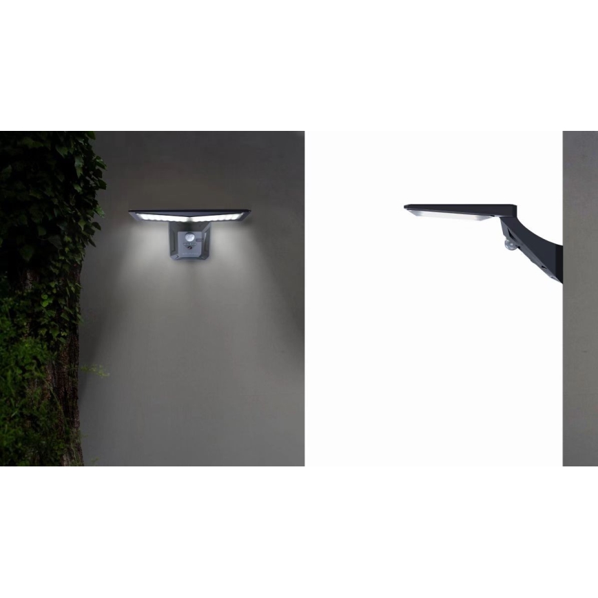 LED Solarna zidna lampa sa senzorom LED/2,6W/5,5V IP65 1800 mAh crno