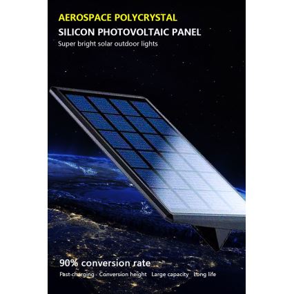 LED Solarna zidna lampa sa senzorom LED/2,6W/5,5V IP65 1800 mAh crno