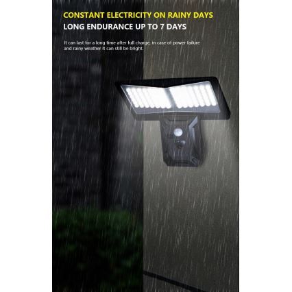 LED Solarna zidna lampa sa senzorom LED/2,6W/5,5V IP65 1800 mAh crno