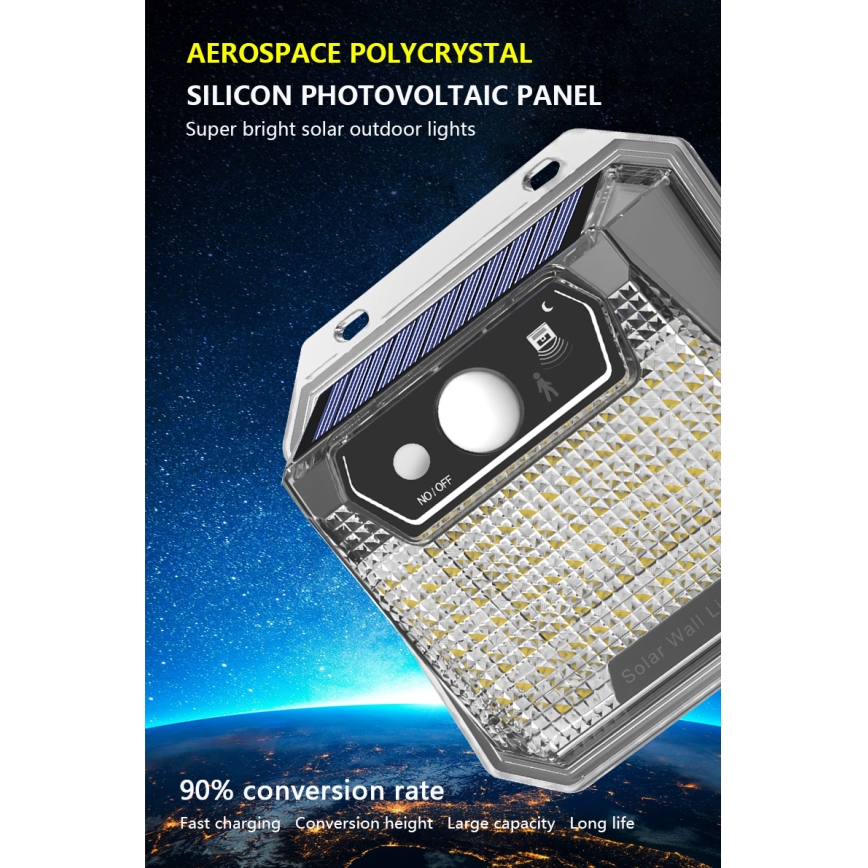 LED Solarna zidna lampa sa senzorom LED/3W/5,5V IP65 1200 mAh