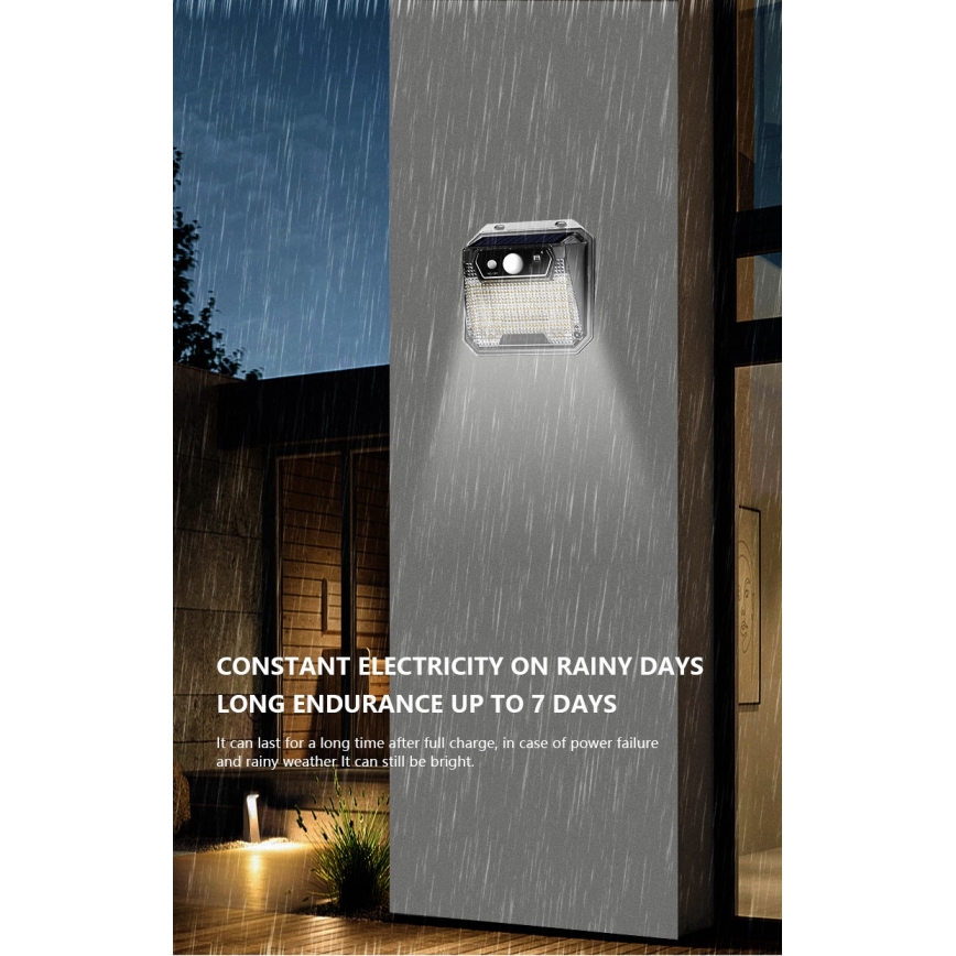 LED Solarna zidna lampa sa senzorom LED/3W/5,5V IP65 1200 mAh
