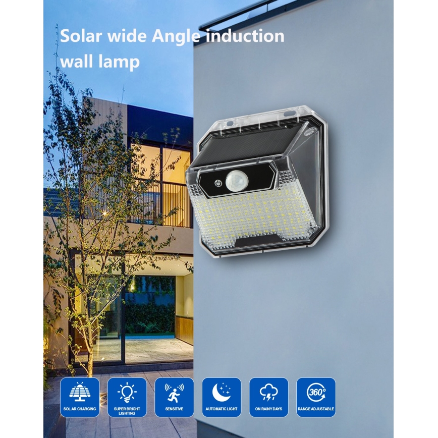 LED Solarna zidna lampa sa senzorom LED/3W/5,5V IP65 1200 mAh