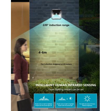 LED Solarna zidna lampa sa senzorom LED/3W/5,5V IP65 1200 mAh