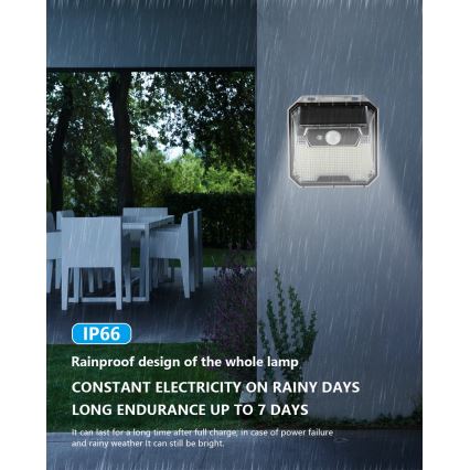 LED Solarna zidna lampa sa senzorom LED/3W/5,5V IP65 1200 mAh