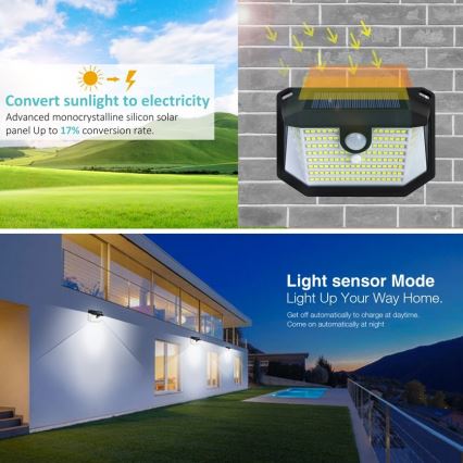 LED Solarna zidna lampa sa senzorom LED/4W/5,5V IP65 1200 mAh