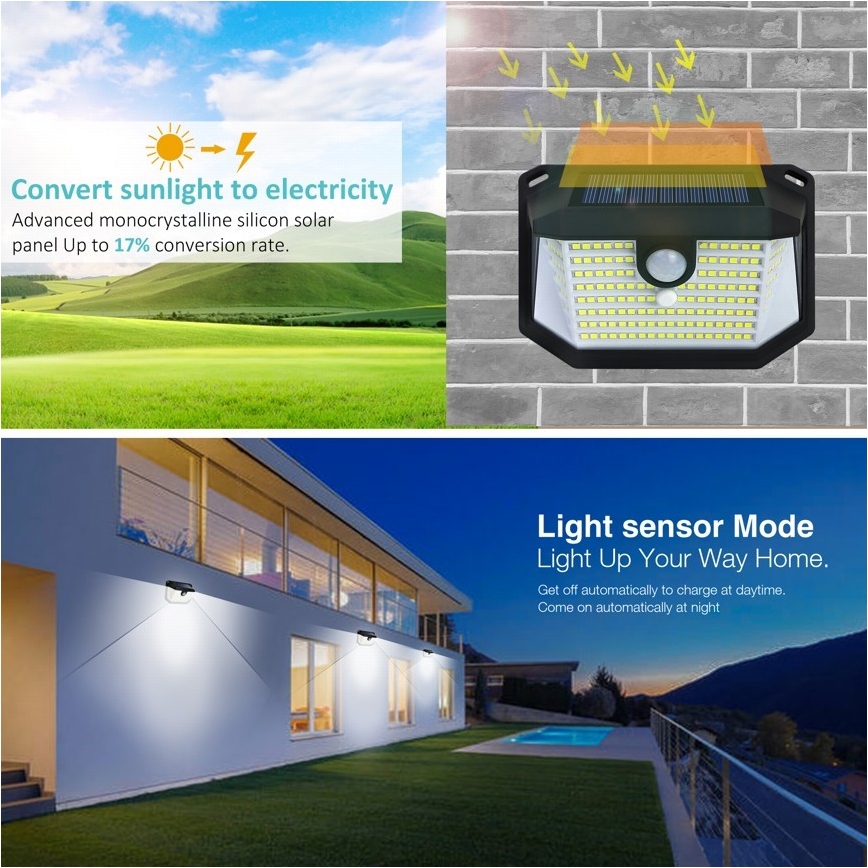 LED Solarna zidna lampa sa senzorom LED/4W/5,5V IP65 1200 mAh