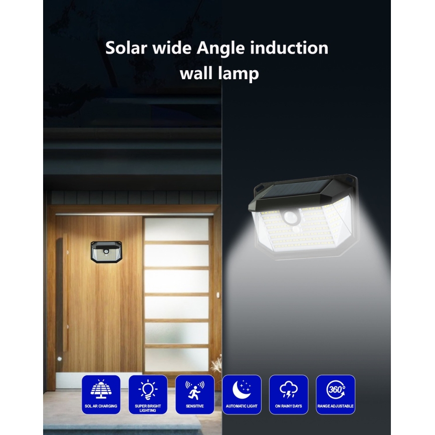 LED Solarna zidna lampa sa senzorom LED/4W/5,5V IP65 1200 mAh