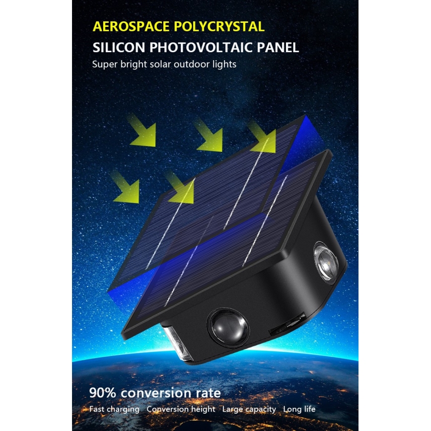 LED Solarna zidna lampa sa senzorom LED/2W/5V IP54 1300 mAh