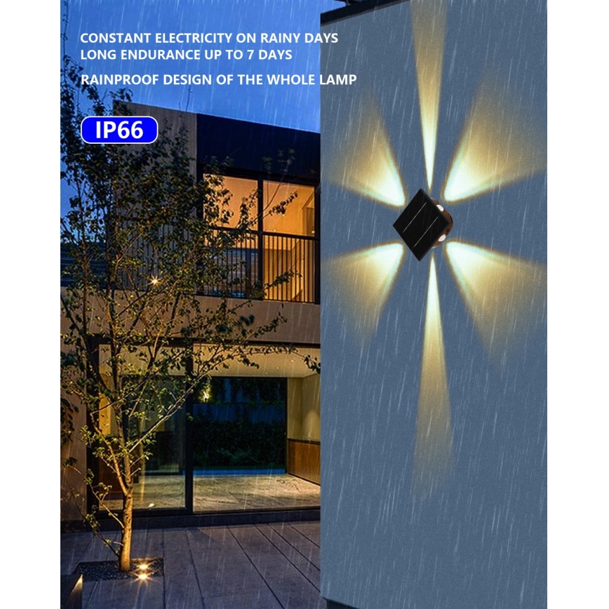 LED Solarna zidna lampa sa senzorom LED/2W/5V IP54 1300 mAh