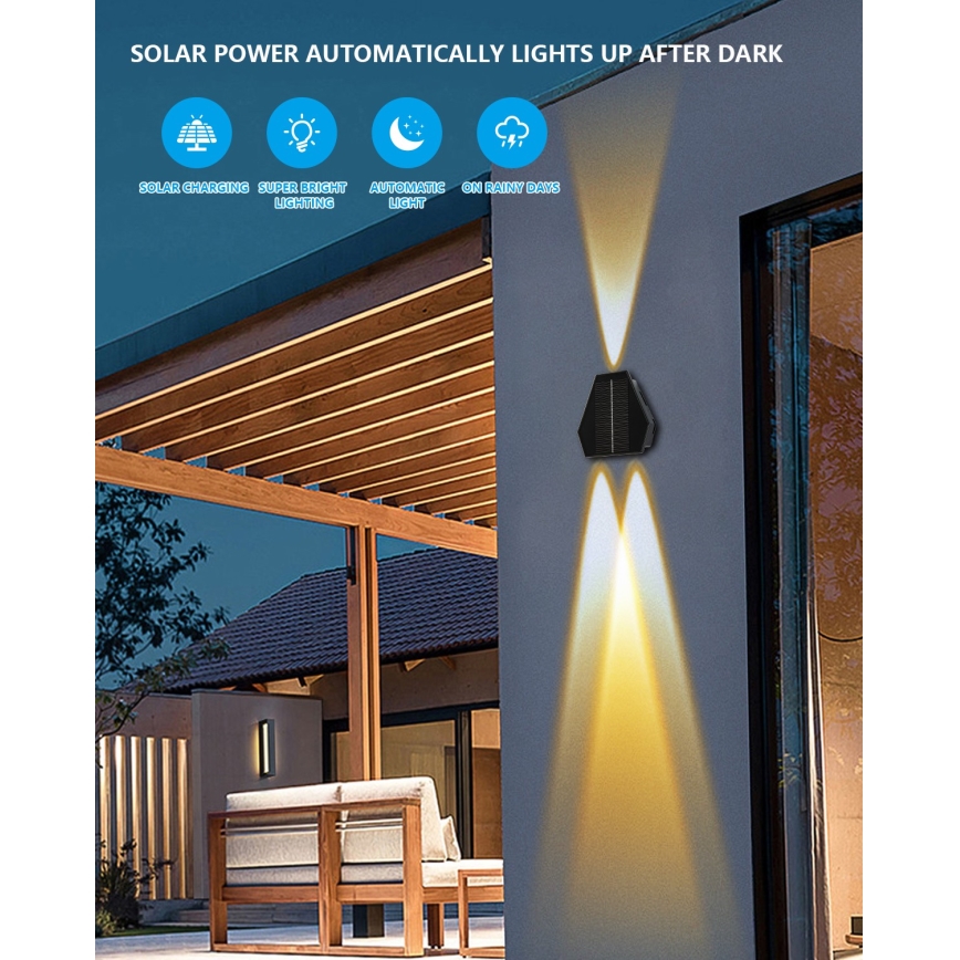LED Solarna zidna lampa sa senzorom LED/2W/5V IP54 1300 mAh