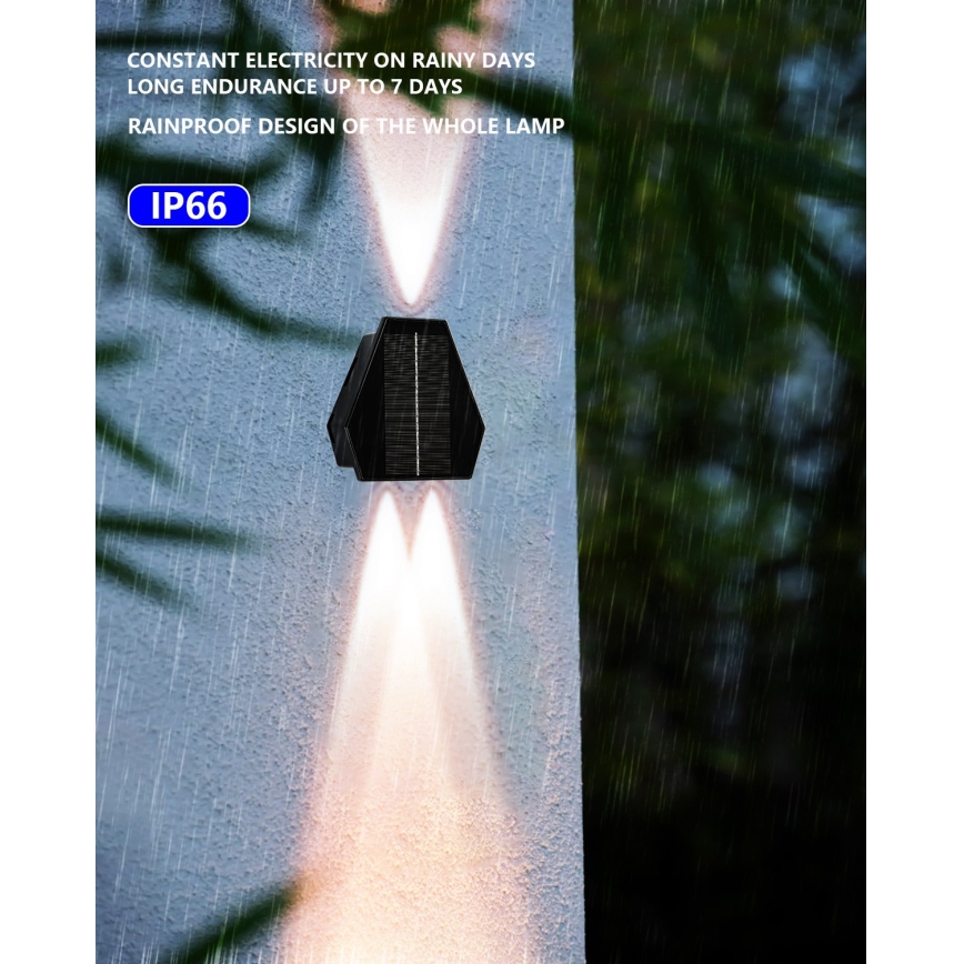 LED Solarna zidna lampa sa senzorom LED/2W/5V IP54 1300 mAh