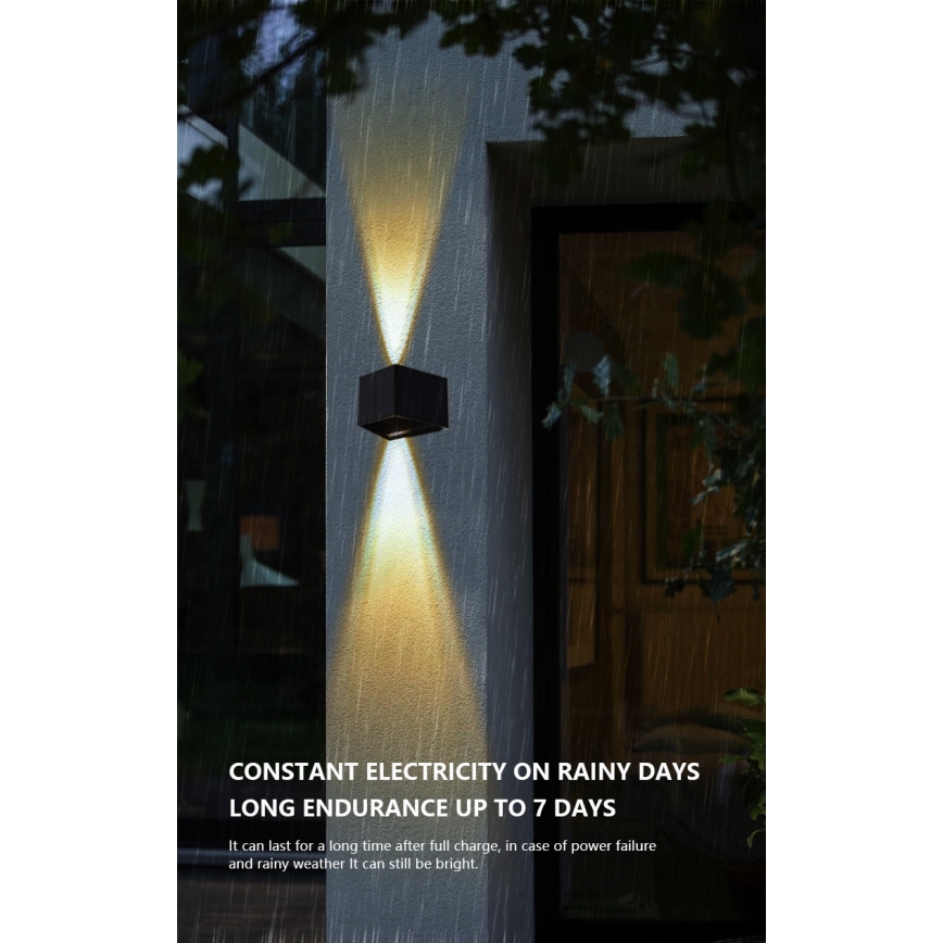 LED Solarna zidna lampa sa senzorom LED/2W/5V IP54 1300 mAh
