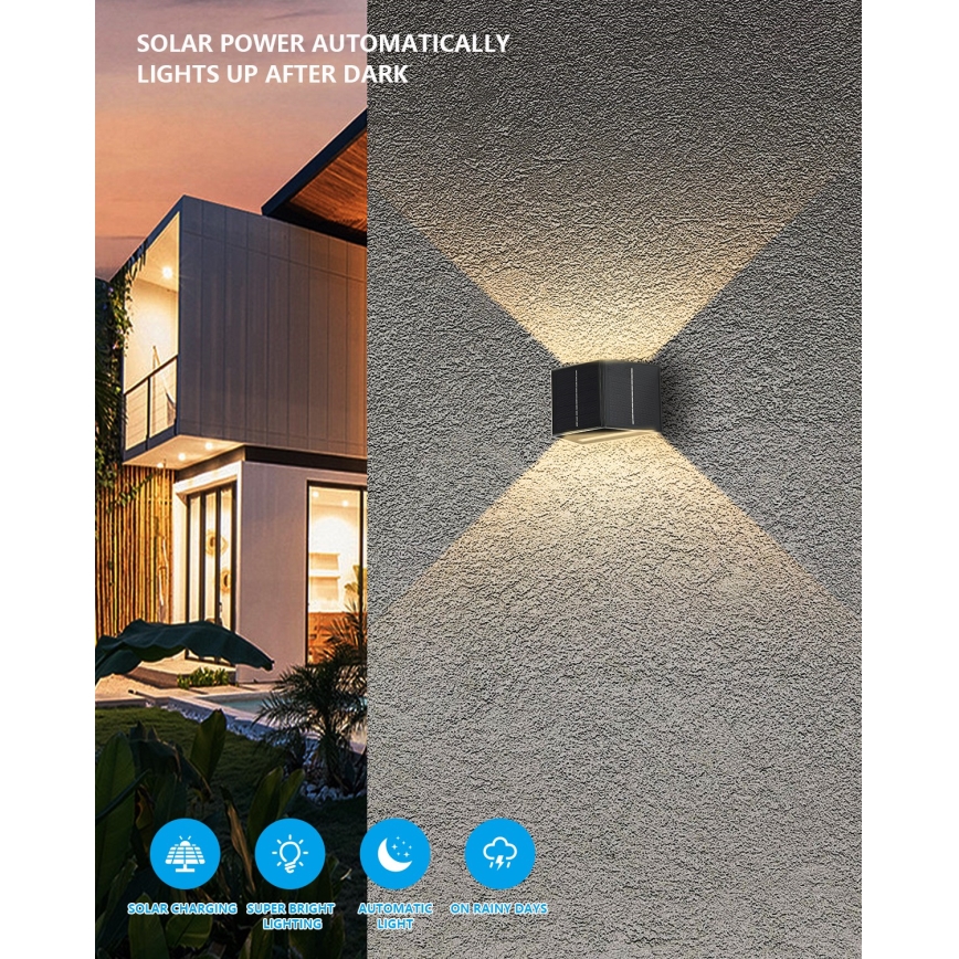 LED Solarna zidna lampa sa senzorom LED/2W/5V IP54 1300 mAh
