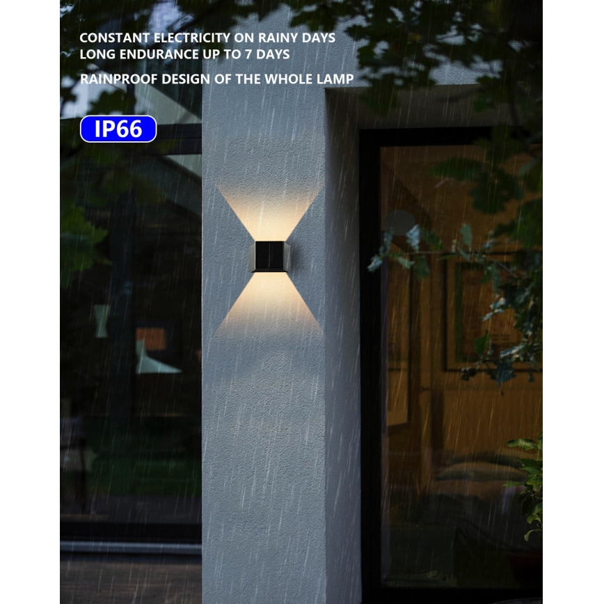 LED Solarna zidna lampa sa senzorom LED/2W/5V IP54 1300 mAh
