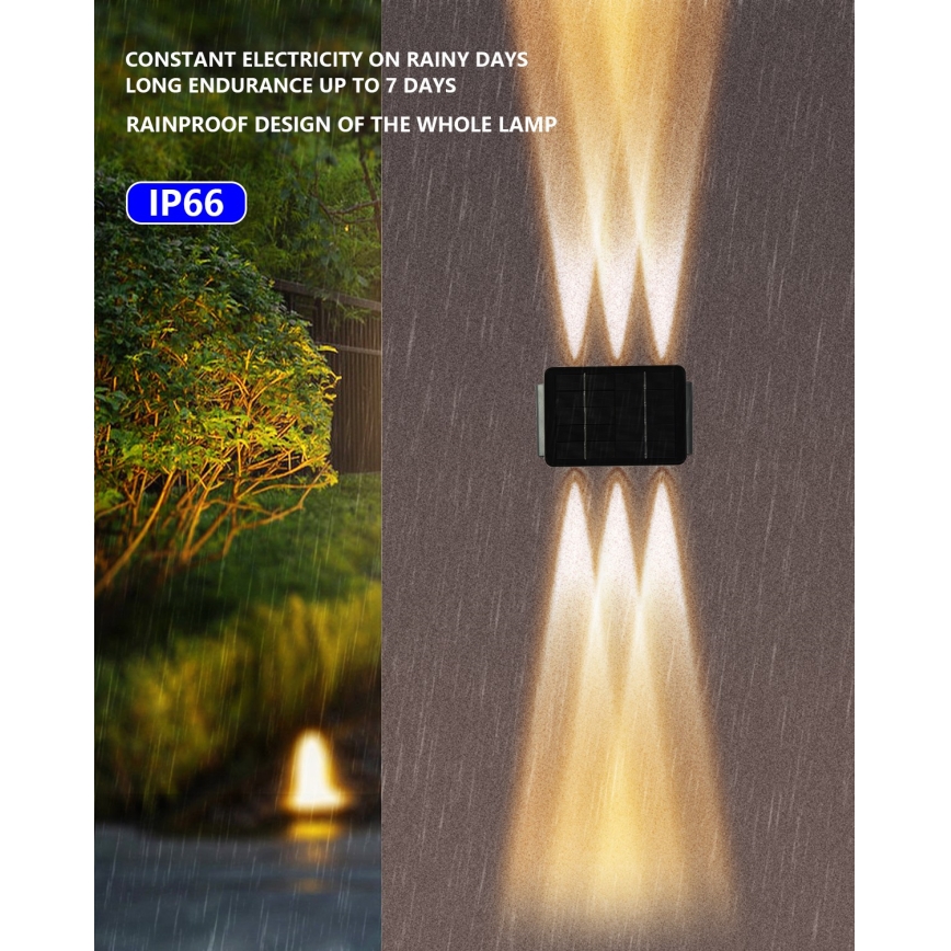 LED Solarna zidna lampa sa senzorom LED/2W/5V IP54 1300 mAh