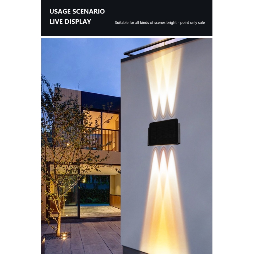 LED Solarna zidna lampa sa senzorom LED/2W/5V IP54 1300 mAh
