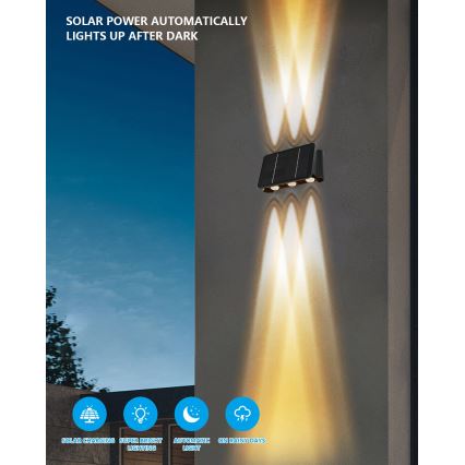 Solarno LED zidno svetlo sa senzorom, 2W/5V, IP54, 1300 mAh