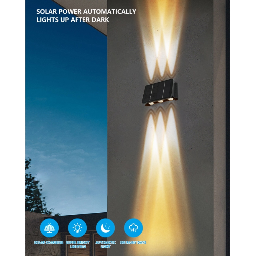 Solarno LED zidno svetlo sa senzorom, 2W/5V, IP54, 1300 mAh
