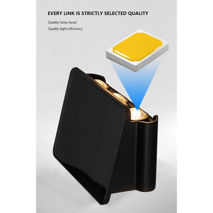 Solarno LED zidno svetlo sa senzorom, 2W/5V, IP54, 1300 mAh