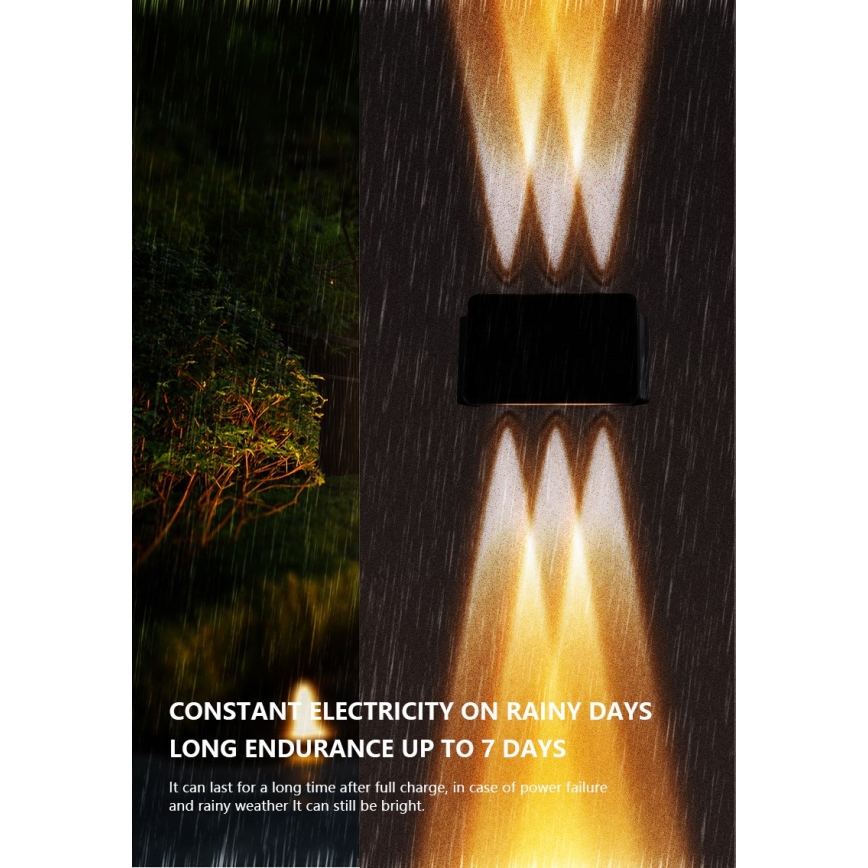 Solarno LED zidno svetlo sa senzorom, 2W/5V, IP54, 1300 mAh