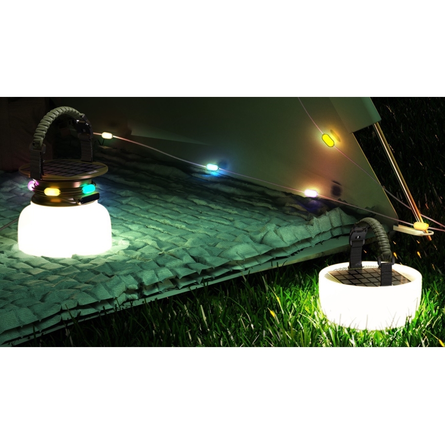 LED RGB Prenosni solarna punjiva lampa sa LED lancem LED/10W/5V 3600 mAh IP65 3600 mAh