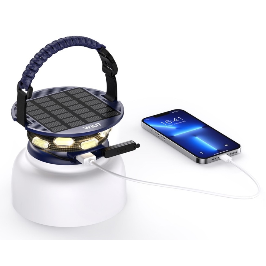 LED RGB Prenosni solarna punjiva lampa sa LED lancem LED/10W/5V 3600 mAh IP65 3600 mAh