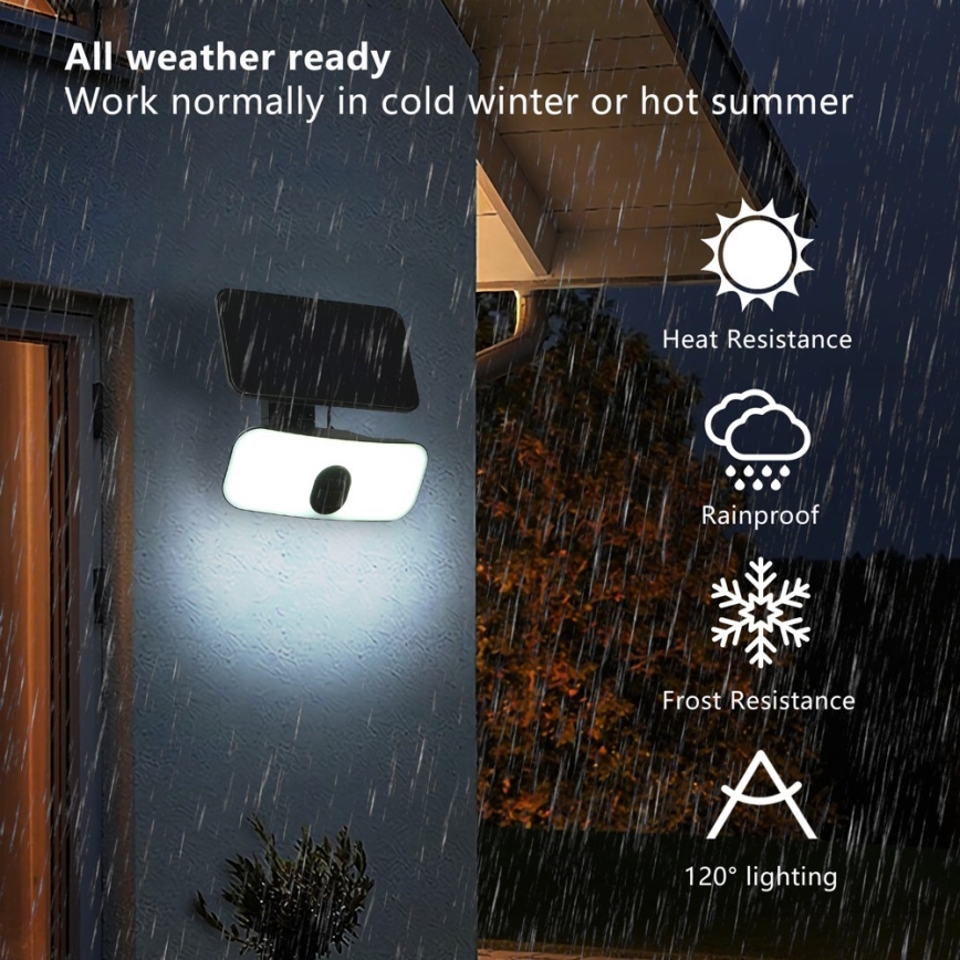LED Solarna zidna lampa sa senzorom LED/13W/3,7V 4000K IP65