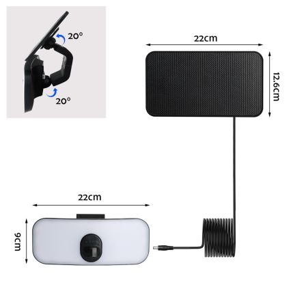 LED Solarna zidna lampa sa senzorom LED/13W/3,7V 4000K IP65